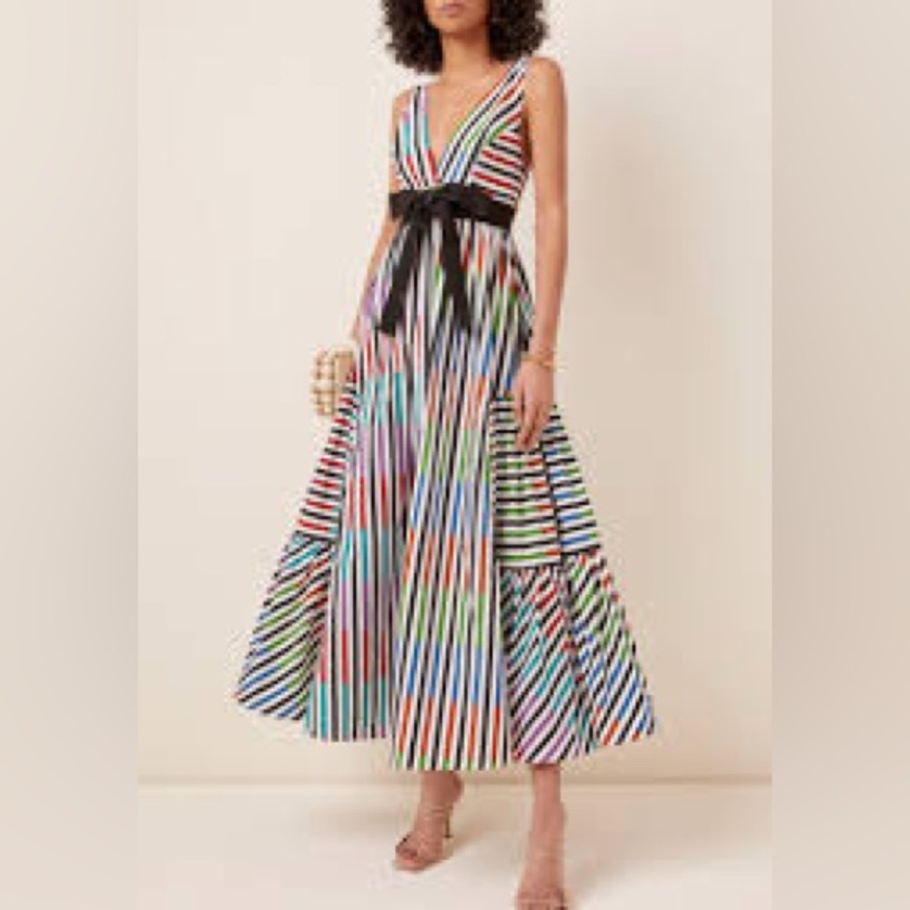 Silvia Tcherassi Catalina del Mar Sangria Striped Cotton Midi Dress πππ - Picture 2 of 8